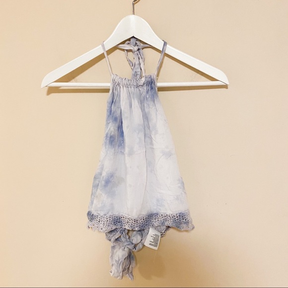 American Eagle Tie Die Halter Top with Crochet Hem - Picture 2 of 6